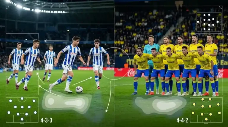 real sociedad b - cádiz análisis táctico de formación 4-3-3 contra bloque defensivo 4-4-2