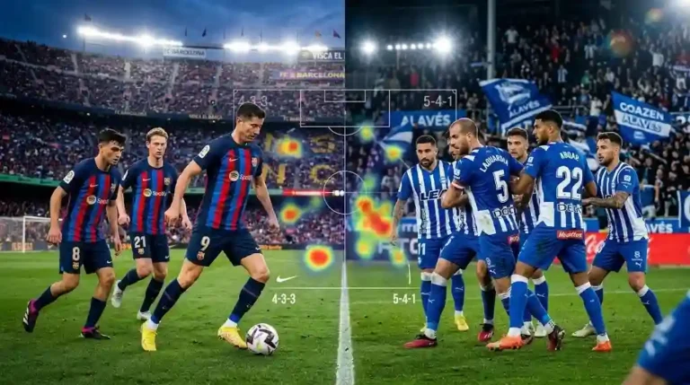 Partido barcelona - alavés en La Liga con análisis táctico del juego del Barcelona y la defensa del Deportivo Alavés.